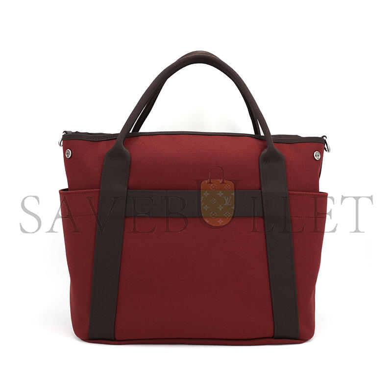 H**mes MASTER SAC DE PANSAGE TOTE BAG 55 IN ROUGE H CANVAS WITH SILVER BUCKLE (48*35*27cm)
